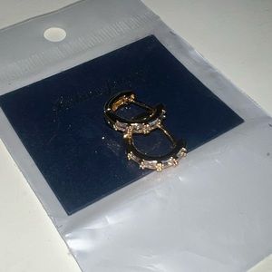 Gold Baby Hoops with Clear Jewels